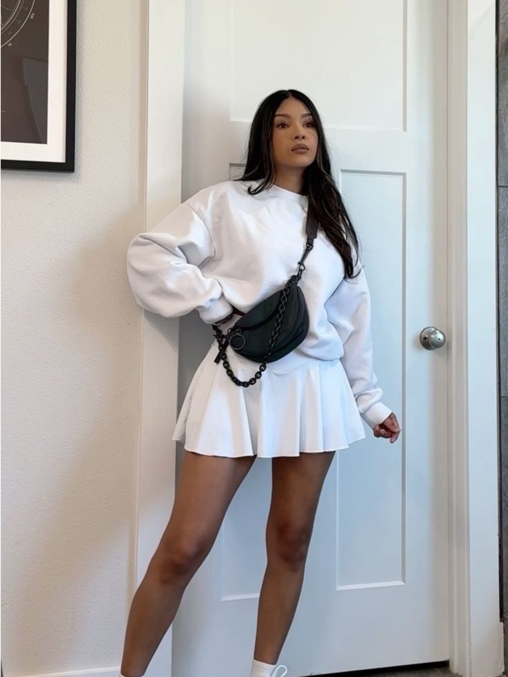 White Pleated Mini Skirt